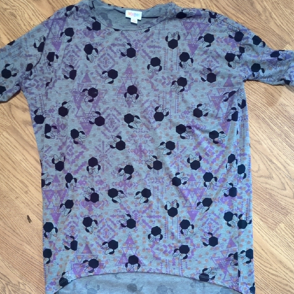 Disney Minnie Mouse LuLaRoe Gray and Purple Top